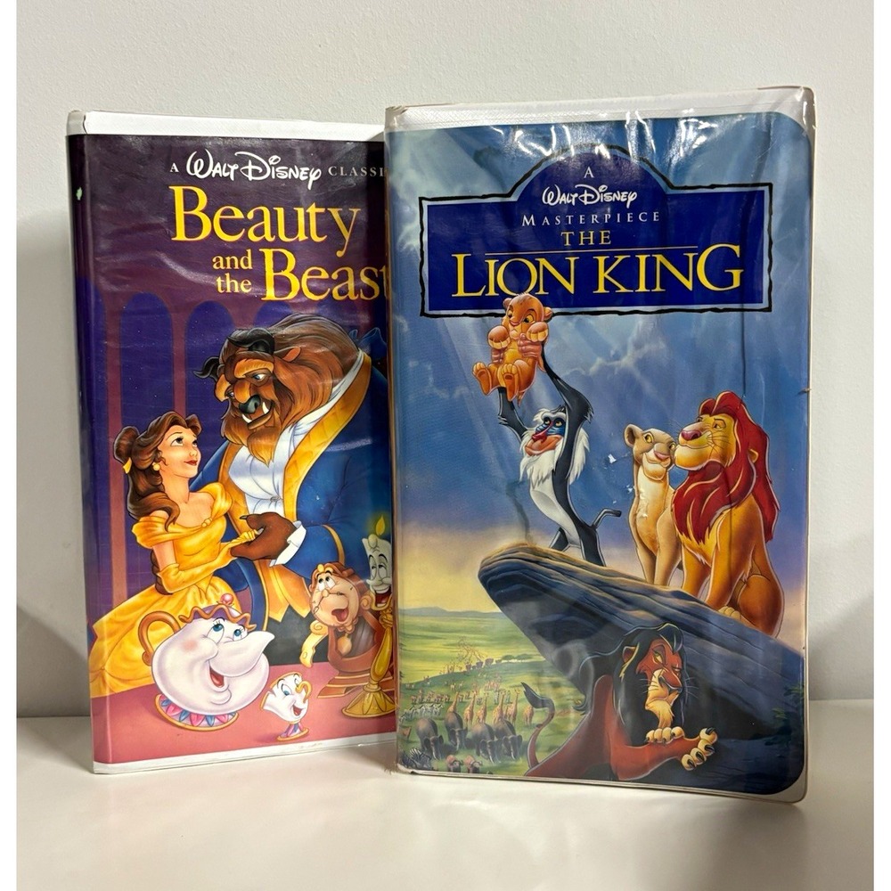 Disney VHS Lot 2 Beauty and the Beast Lion King Clamshell Masterpiece Classic
